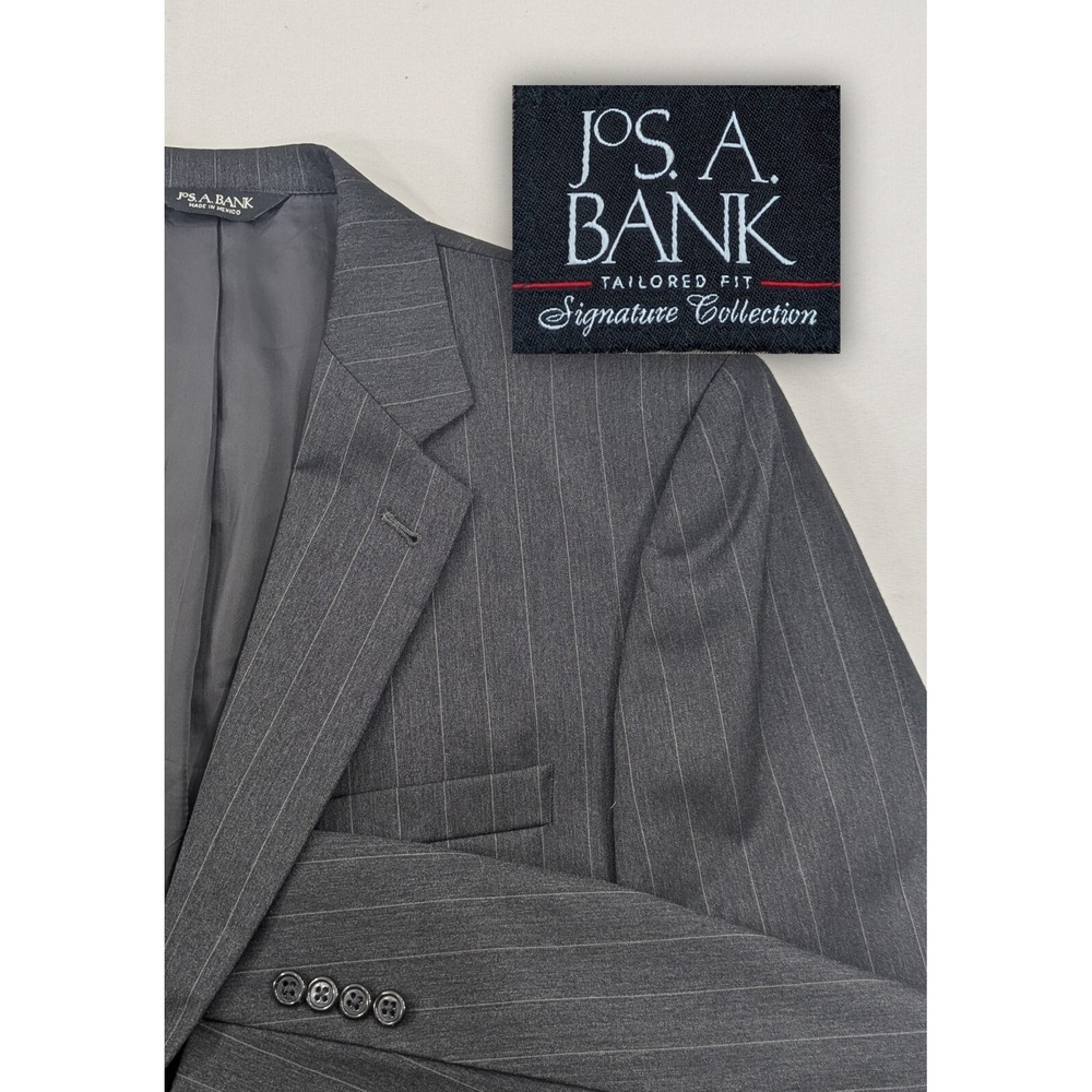 Jos. A. Bank Blazer‎ Sport Coat Suit Jacket 100% Wool Reg Fit 43R 46" Pinstripe